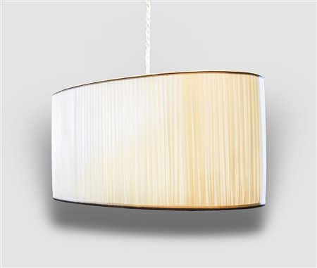 LAMPADARIO OVALE IN SETA PLISSETTATA BIANCA - OVAL SILK CHANDELIER