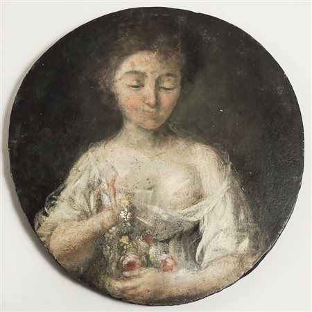 RITRATTO DI DAMA CON FIORI - PORTRAIT OF A LADY WITH FLOWERS XIX secolo -...