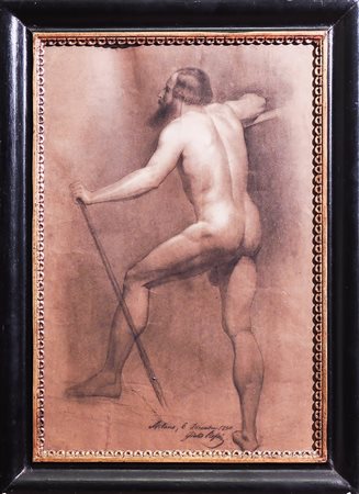 NUDO MASCHILE - NUDE metà del XIX secolo - Mid 19th century matita e biacca...