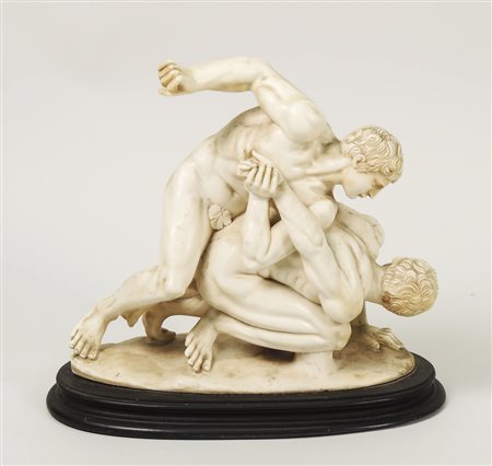 GRUPPO IN PASTA DI MARMO - MARBLE PASTE FIGURAL GROUP raffigurante due...