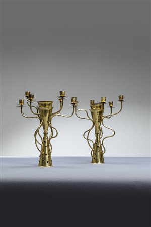 BOREK SIPEK<BR>Coppia di candelabri a sei braccia