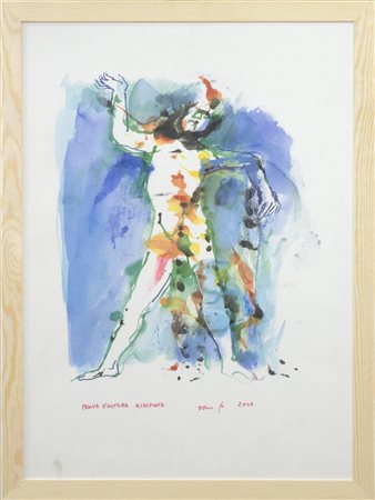 Dario Fo, Arlecchino, 2003, tecnica mista su cartoncino, cm 70x50, prova...