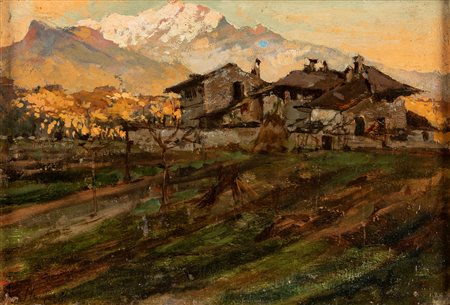 Giuseppe Mentessi (Ferrara 1857-Milano 1931)  - Baite in montagna