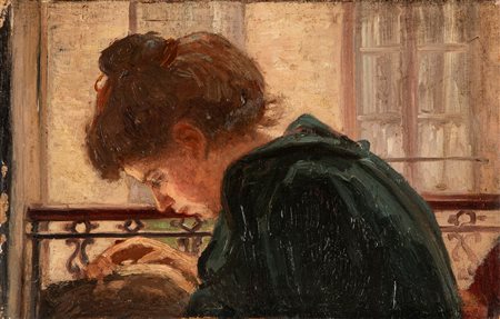 Scuola lombarda, secolo XIX - Donna che cuce