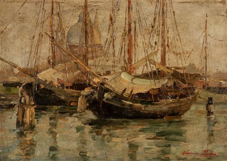 Lucia Ponga degli Ancillo (Venezia 1887-Vittorio Veneto 1966)  - Venezia, barche al Redentore