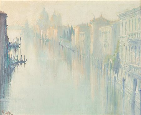 Gennaro Favai (Venezia 1879-1958)  - Venezia, Alba dal ponte dell'Accademia