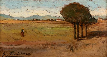 Giovanni Bartolena (Livorno 1866-1942)  - Paesaggio con figura