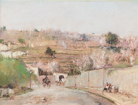 Giuseppe Casciaro (Ortelle 1863-Napoli 1945)  - Paesaggio napoletano, 1907