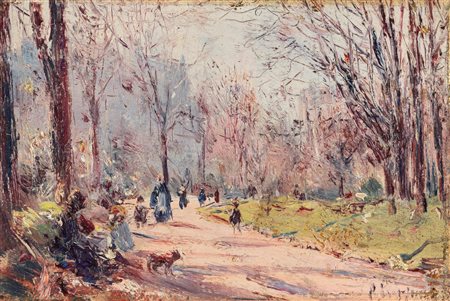 Pietro Scoppetta (Amalfi 1863-Napoli 1920)  - Parigi, Jardin des Tuileries