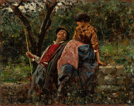 Luca Postiglione (Napoli 1876-1936)  - Il corteggiamento