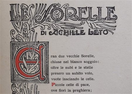 LETO, Achille. HYSSOPUS: LE DUE SORELLE. 1917. 