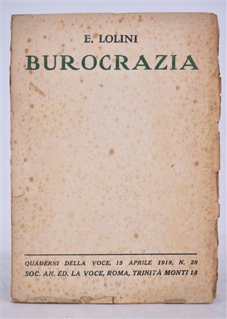 LOLINI, Ettore. BUROCRAZIA. 1919. 