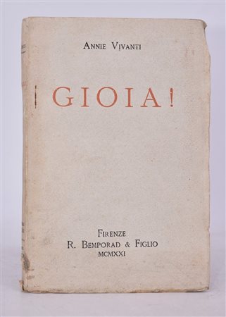 VIVANTI, Annie. GIOIA! NOVELLE. 1921. 