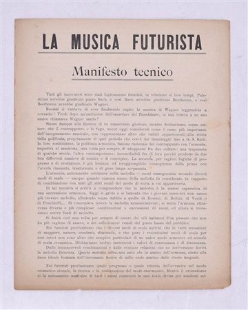 LA MUSICA FUTURISTA - MANIFESTO TECNICO. 1911 (1913 CA). 