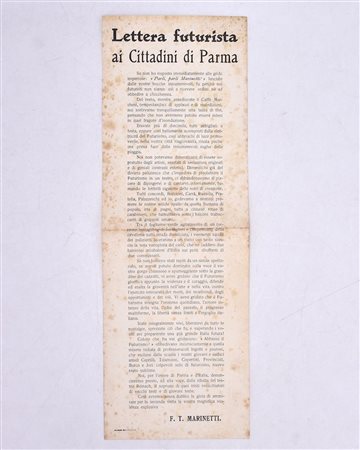 LETTERA FUTURISTA AI CITTADINI DI PARMA. 1911. 