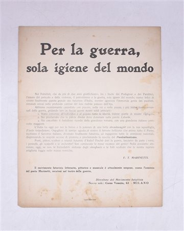 PER LA GUERRA, SOLA IGIENE DEL MONDO. 1911 