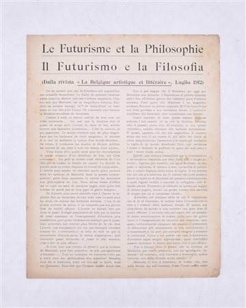 LE FUTURISME ET LA PHILOSOPHIE. IL FUTURISMO E LA FILOSOFIA. 1912. 