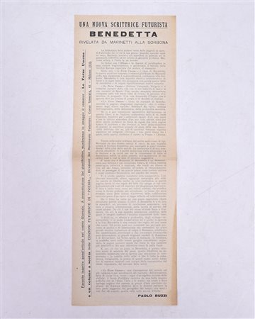 UNA NUOVA SCRITTRICE FUTURISTA: BENEDETTA. RIVELATA DA MARINETTI ALLA SORBONA. 1924. 