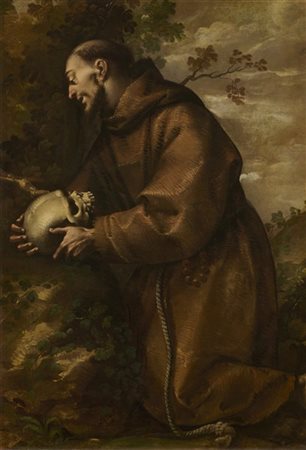 Maestro lombardo della fine del secolo XVII"San Francesco d'Assisi"olio su t