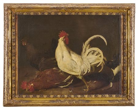 Giovanni Agostino Cassana "Battaglia di galli"
olio su tela (cm 80,5x98)
in corn