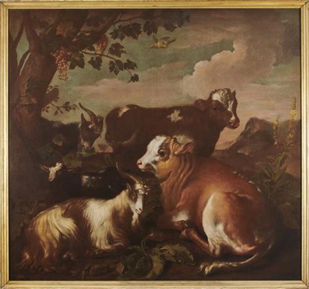 Giovanni Agostino Cassana "Armenti in un paesaggio"
olio su tela (cm 194x210)
fi