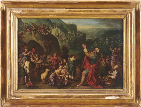 Maestro del secolo XVII

"Mosè richiude il Mar Rosso"
olio su rame (cm 15x25)
i