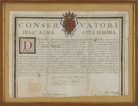 Due diplomi su carta e pergamena dei Conservatori dell'Alma Città di Roma relat