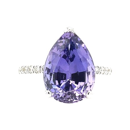 ANELLO IN ORO BIANCO 4.60 GR TANZANITE LAB GROWN E DIAMANTI - RNG20308