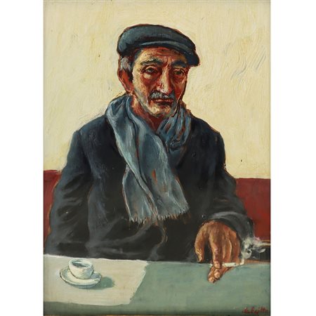 Eligio Egitto (Messina 1933)  - Uomo con caffe' e sigaretta