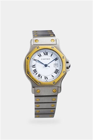 CARTIER<BR>Mod. “Santos Octagon”,  anni '80