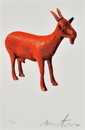 William Sweetlove CLONED RED GOAT serigrafia su cartoncino, cm 25x16,5; es....