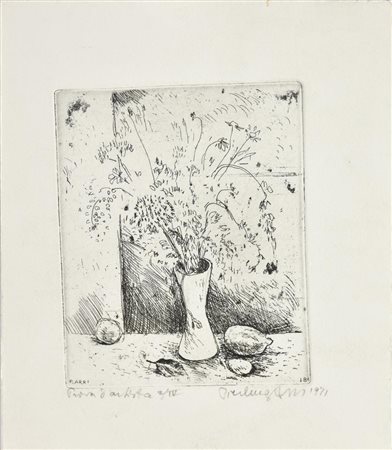 Pierluigi Arri VASO DI FIORI, 1971 incisione, cm 16x12, su foglio cm 24,5x20;...