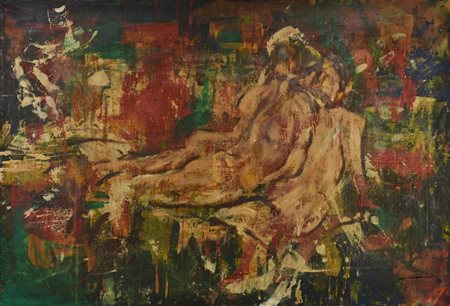 Avanzato NUDO FEMMINILE olio su tela, cm 70x100