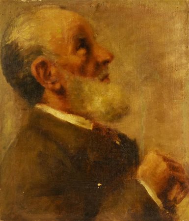 Luigi Bertelli VOLTO MASCHILE, 1904 olio su tela, cm 45x38 sul retro: firma e...