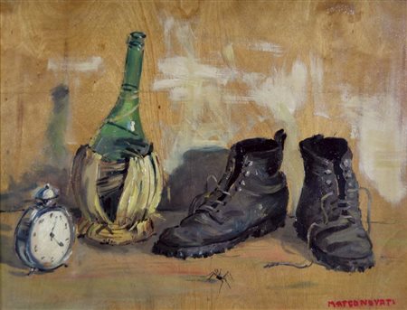 NOVATI MARCO Venezia 1895 - 1975 Per gli alpini "Vecchio scarpone" olio su...