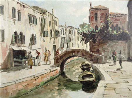 PRIVATO COSIMO Venezia 1889 - 1971 Mattino di primavera olio su tela 60x80...