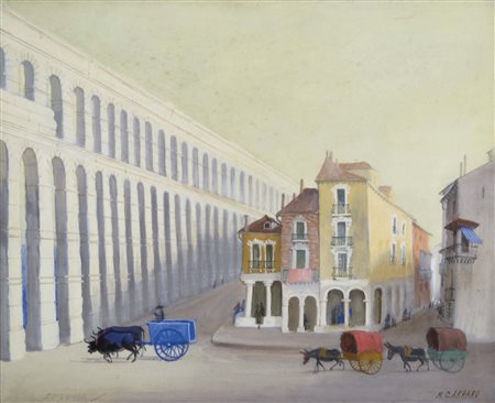 CARRARO MARIO Mestre 1896 - 1978 Segovia (acquedotto romano) 1956 olio su...