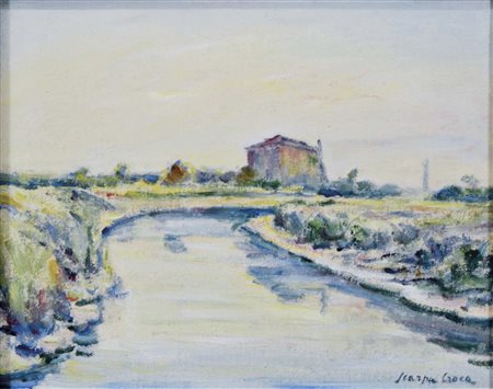 SCARPACROCE LUIGI Venezia 1901 - 1967 Paesaggio lagunare olio su tela 40x50...