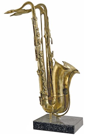 ARMAN FERNANDEZ Nizza 1921 - 2005 Saxophone (1984) scultura in bronzo dorato...