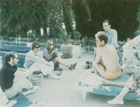 Andy Warhol (1928-1987)  - Pierre Berge, Yves Saint Laurent, Clara Saint, Fred Hughes, and Man in Swimsuit, 1981