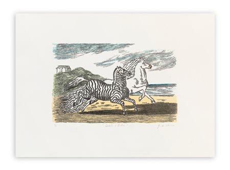 GIORGIO DE CHIRICO (1888-1978) - Cavallo e zebra (prima versione), 1974
