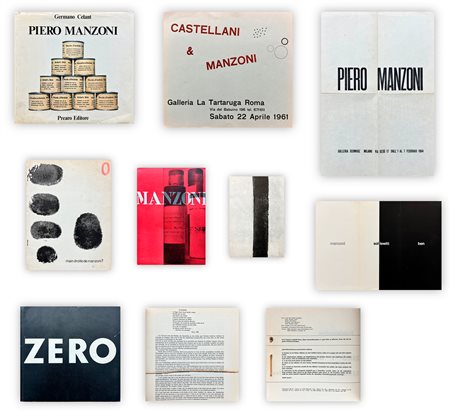 PIERO MANZONI  - Importante lotto unico di 8 tra cataloghi ed edizioni rare: