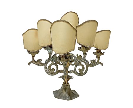 Piccolo candelabro, a 6 luci in ottone dorato, nineteen° secolo