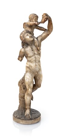 Scultore del XIX secolo Bacco e Cupido gruppo in alabastro altezza cm 65...