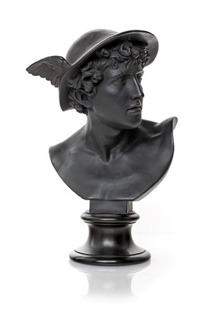 Testa di Mercurio in basalto nero di Wedgwood, XIX secolo altezza cm 45 su...