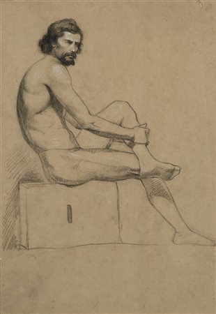 Ettore Ferrari (Roma 1845-Roma 1929) Recto Nudo accademico seduto - Verso...