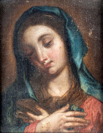 Scuola Romana del XVIII secolo Madonna Olio su tela cm 30x25 - con cornice cm...