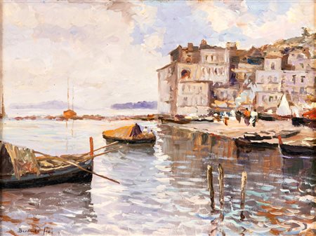 Bernardo Hay (Firenze 1864-Firenze 1935) Marina olio su tavola cm 31x41 - in...