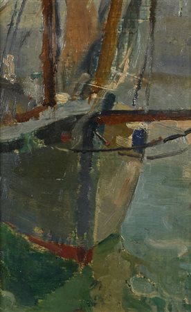 Giuseppe Tempestini (1896-1973) Barca olio su cartone cm 28,5x18,5 - in...