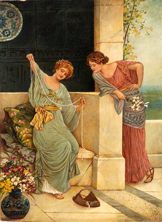 Oliver Stockman () Scena pompeiana olio su tela cm 50x36